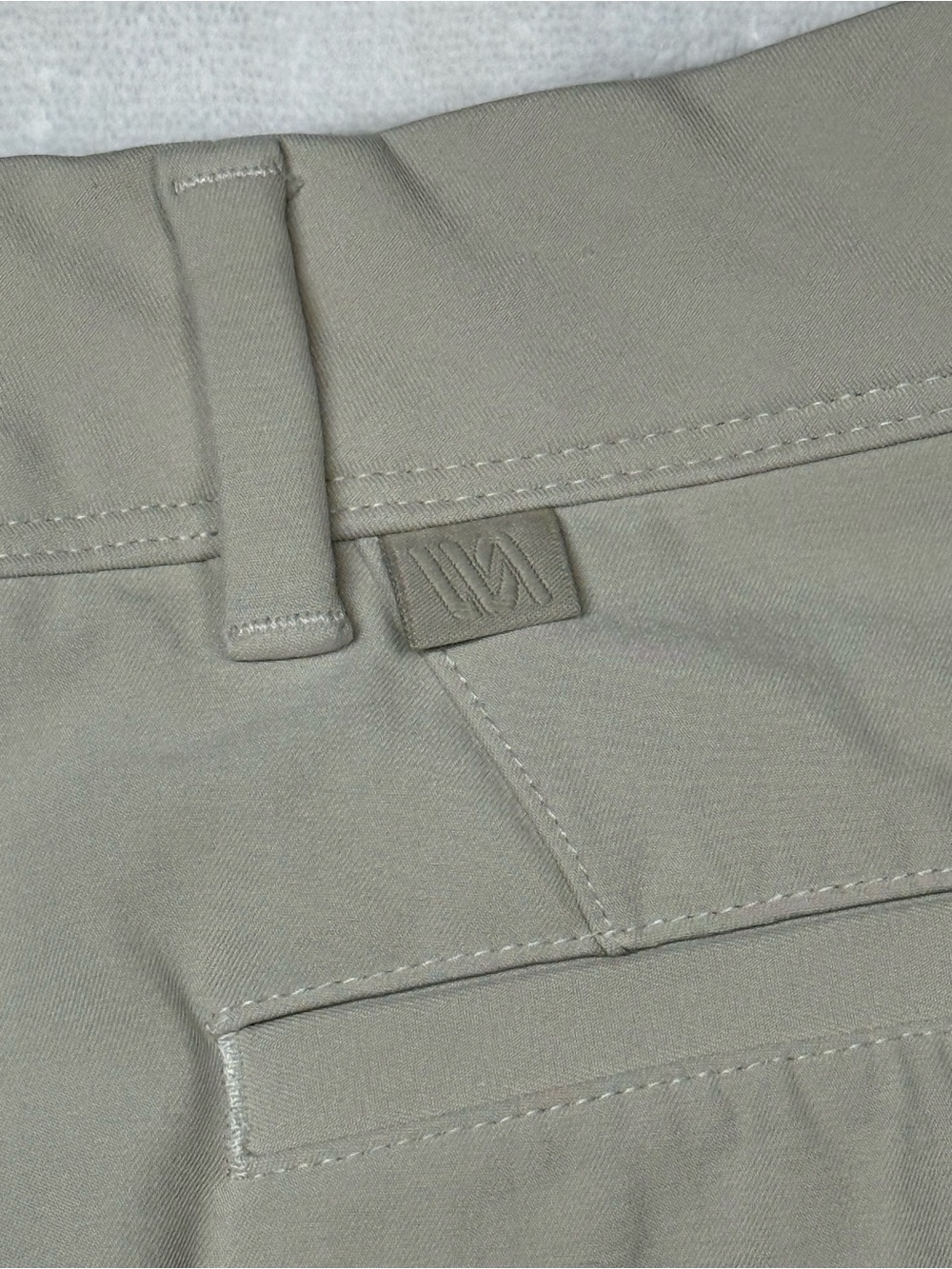 VRST Men's Flat-Front Shorts in tan with Discreet Logo Tab